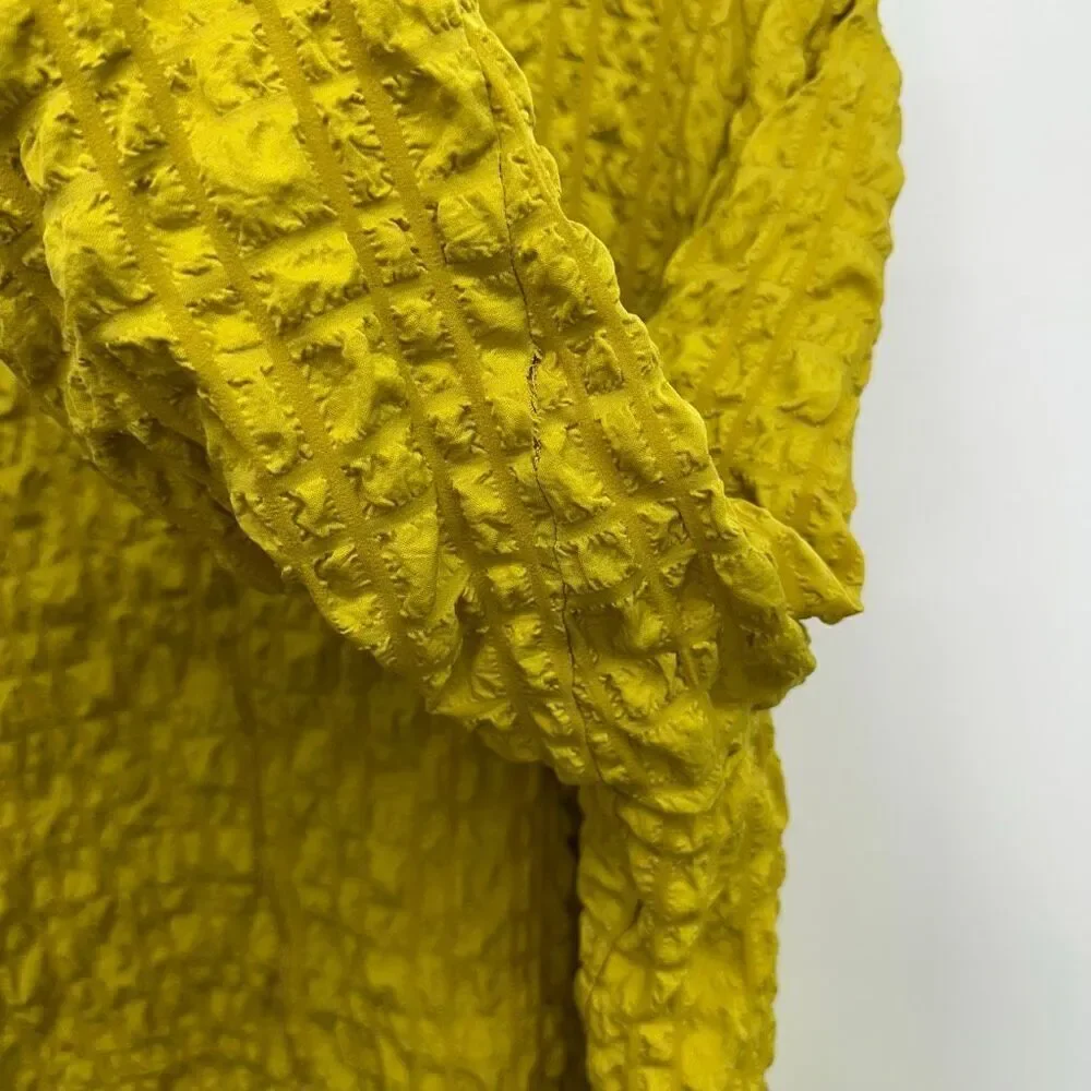 IC by Connie K Collection Women’s Mustard Yellow Bubble Check Merrow Detail Open